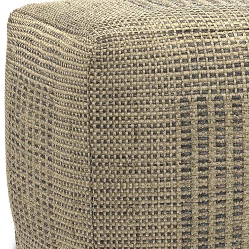18" Off White Jute Pouf Ottoman