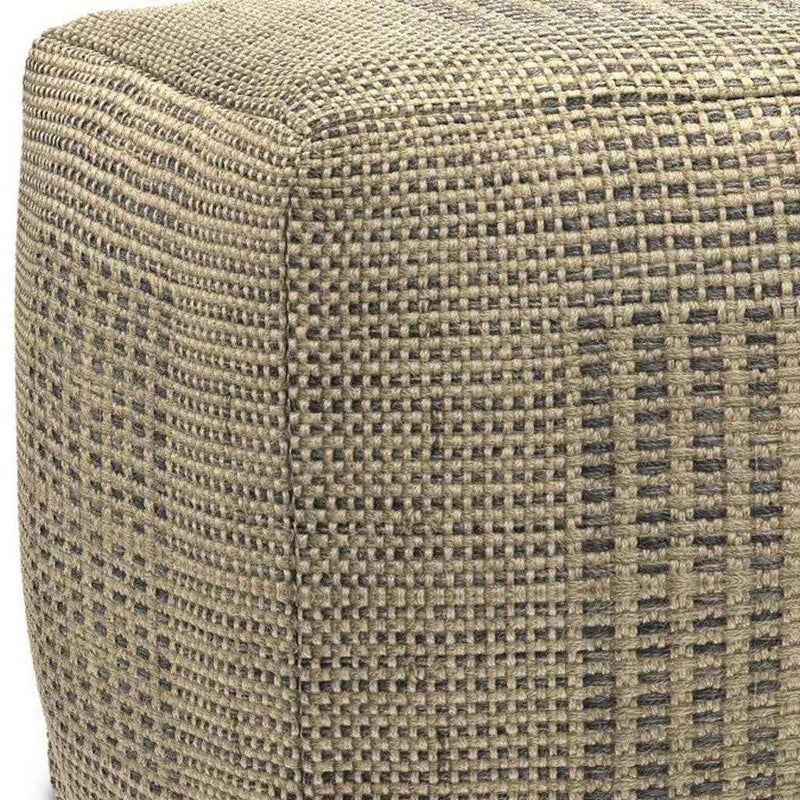 18" Off White Jute Pouf Ottoman