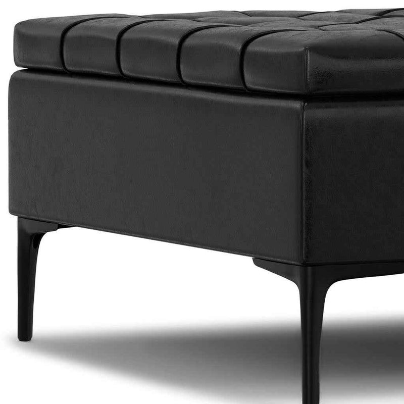 36" Black Upholstery Storage Ottoman