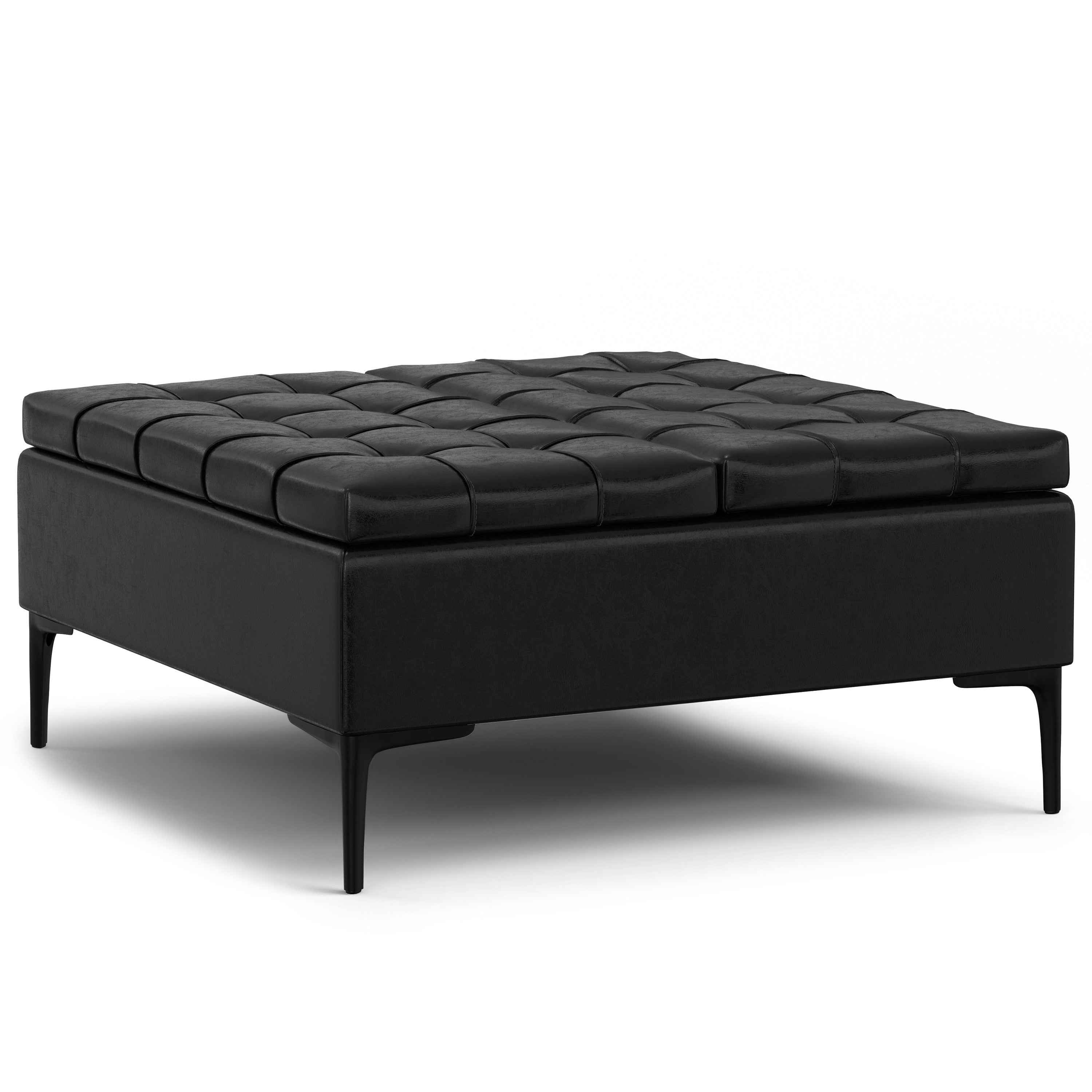 36" Black Upholstery Storage Ottoman