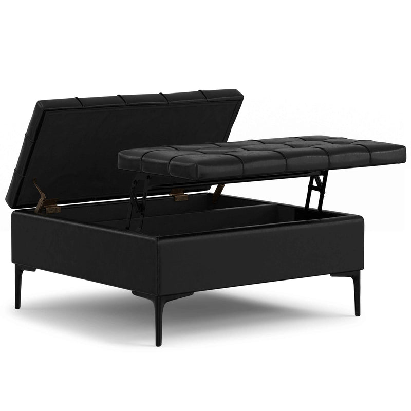36" Black Upholstery Storage Ottoman