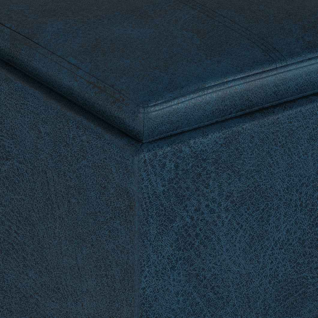 17" Blue Upholstery Storage Ottoman