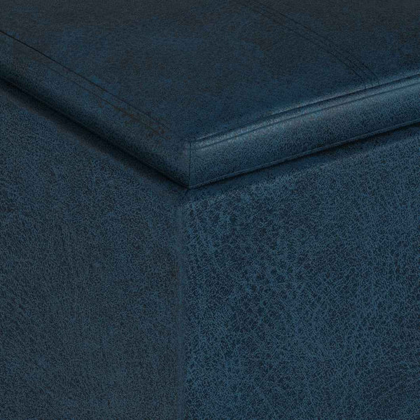 17" Blue Upholstery Storage Ottoman