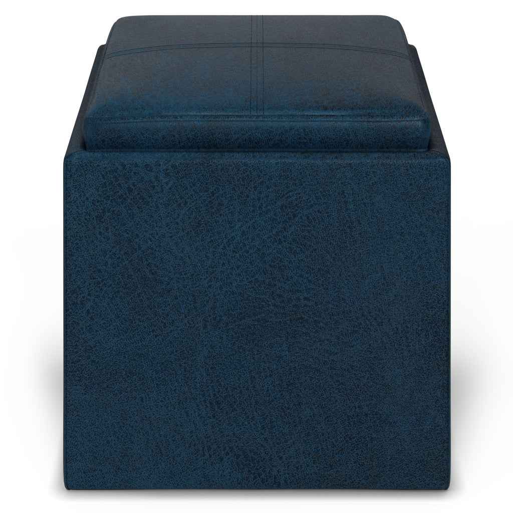 17" Blue Upholstery Storage Ottoman