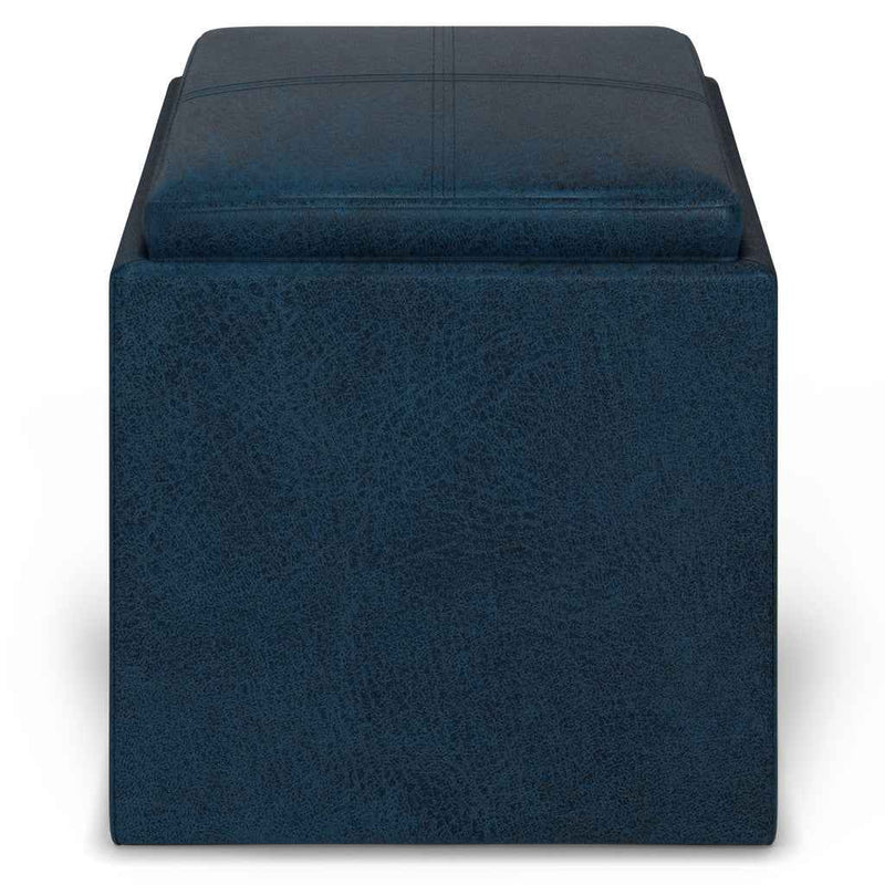 17" Blue Upholstery Storage Ottoman