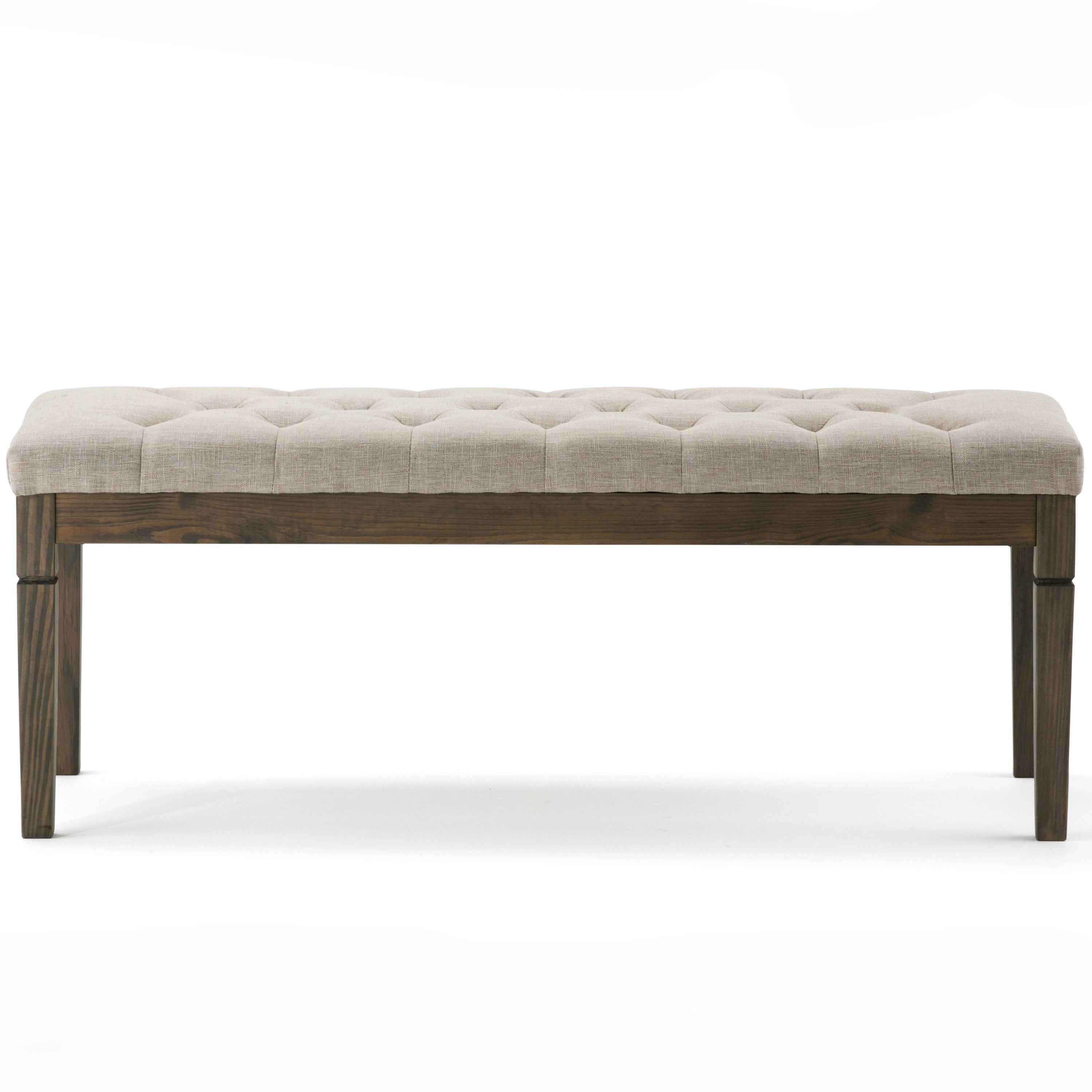 48" Natural and Brown Fabric Ottoman