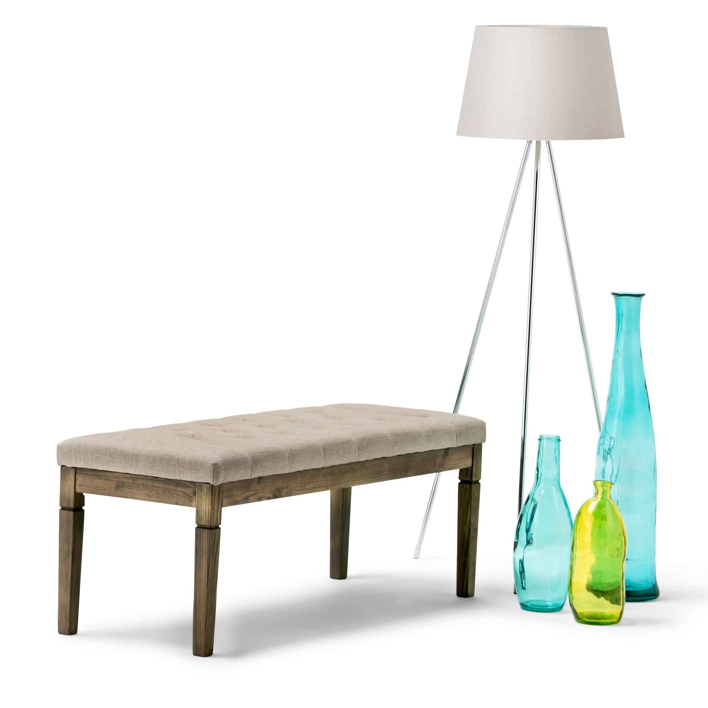 48" Natural and Brown Fabric Ottoman