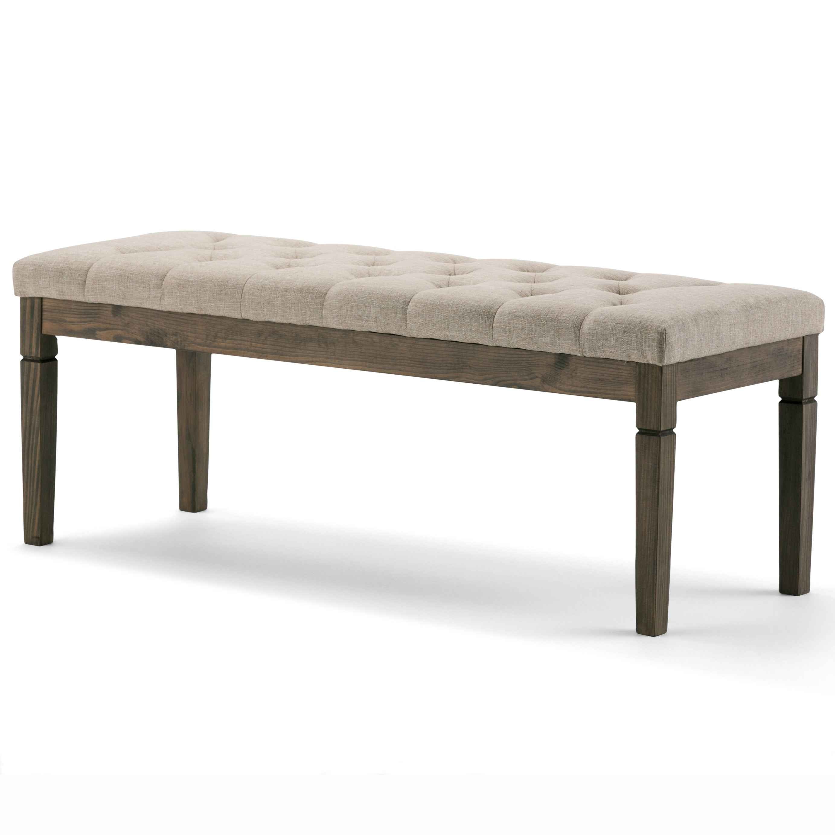 48" Natural and Brown Fabric Ottoman