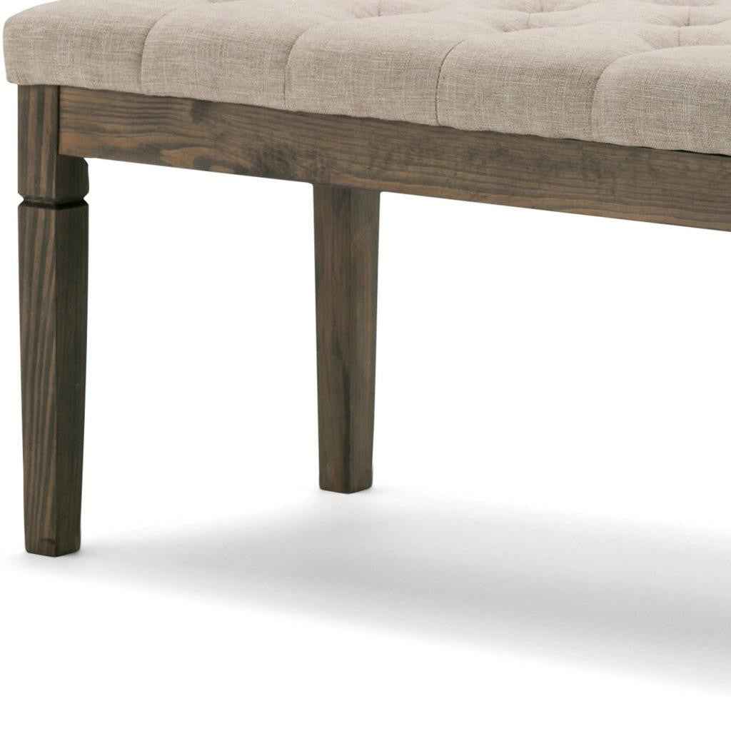 48" Natural and Brown Fabric Ottoman