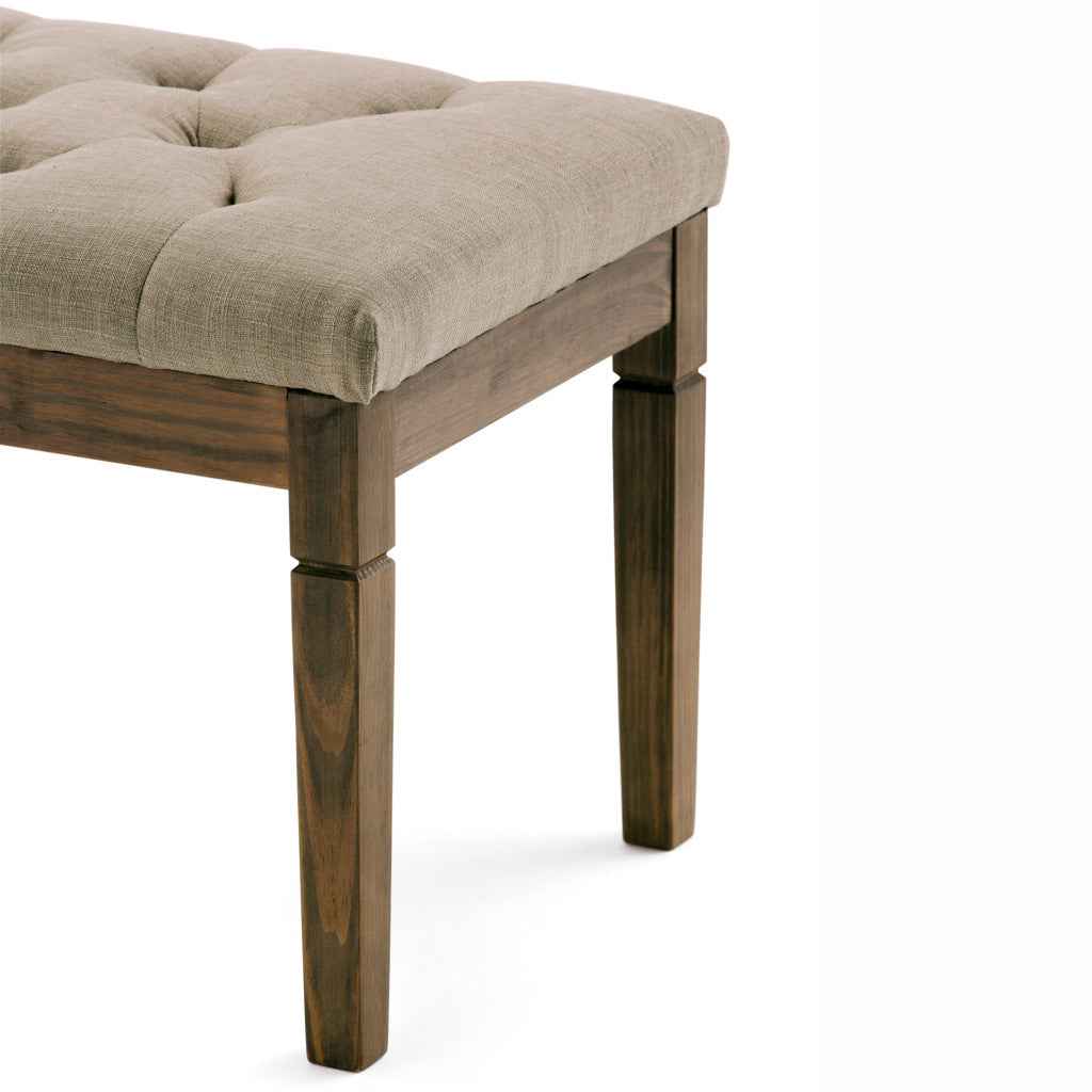 48" Natural and Brown Fabric Ottoman