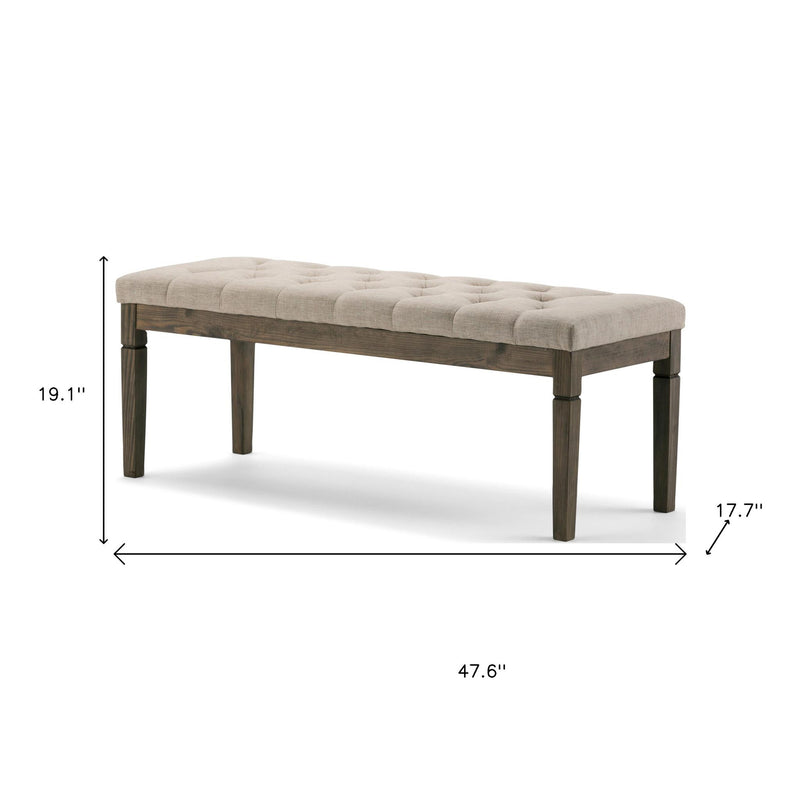 48" Natural and Brown Fabric Ottoman - GreatEagleInc