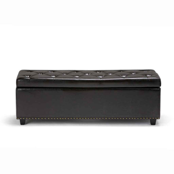 48" Dark Brown and Coffee Upholstery Storage Ottoman