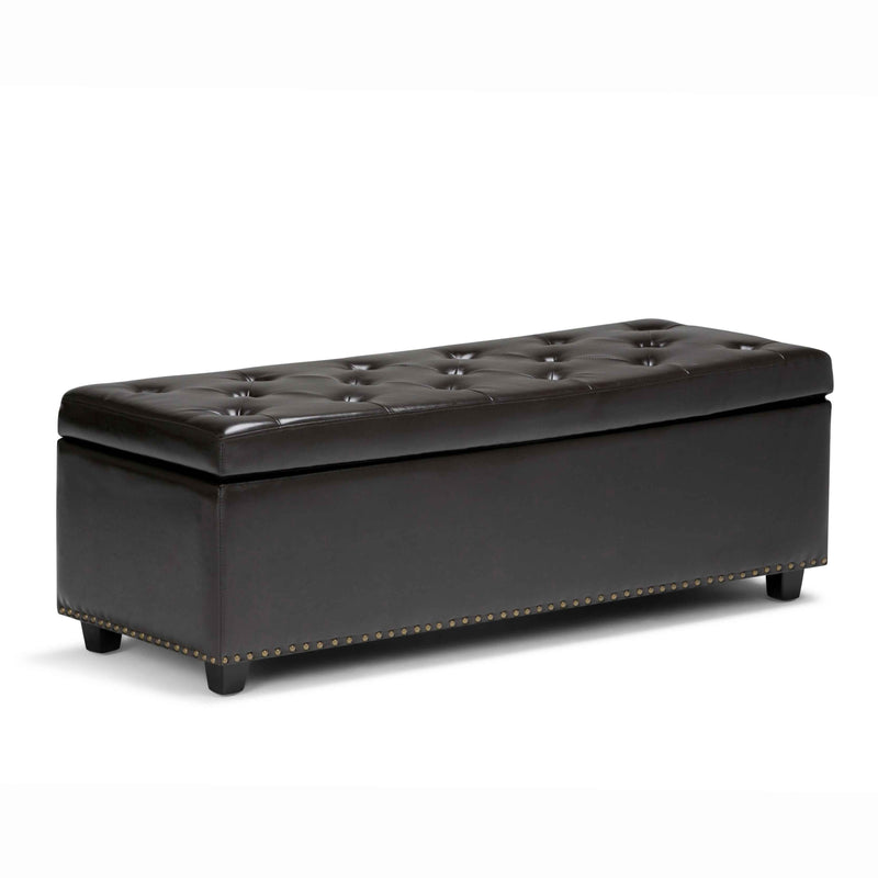 48" Dark Brown and Coffee Upholstery Storage Ottoman