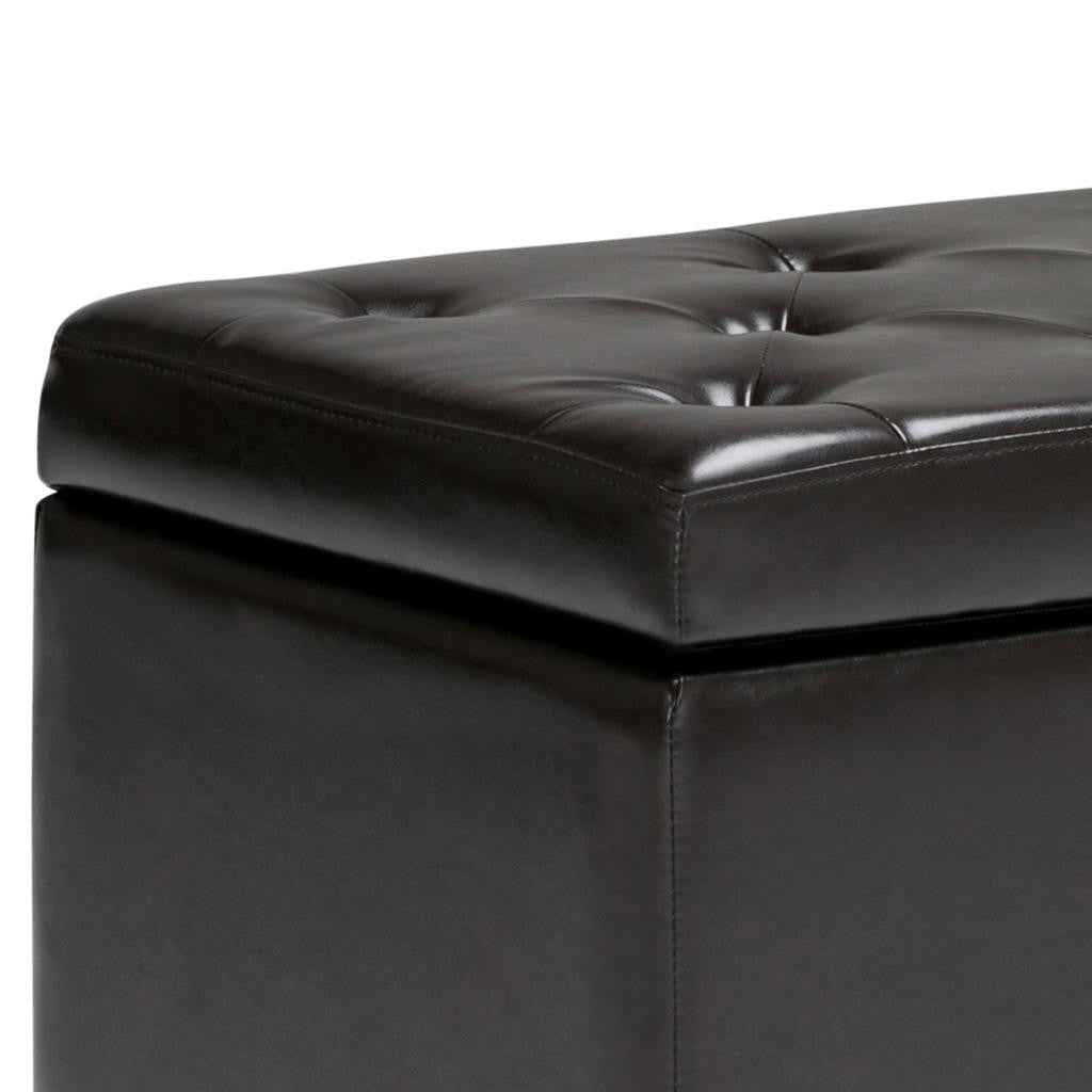 48" Dark Brown and Coffee Upholstery Storage Ottoman