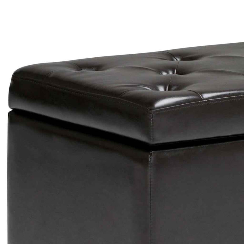 48" Dark Brown and Coffee Upholstery Storage Ottoman