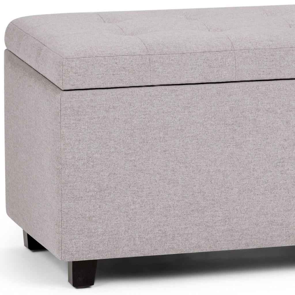 34" Dark Brown and Cloud Upholstery Storage Ottoman