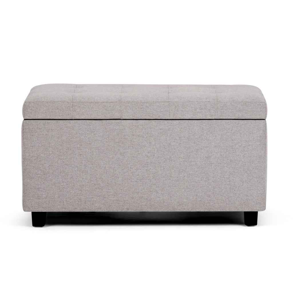 34" Dark Brown and Cloud Upholstery Storage Ottoman