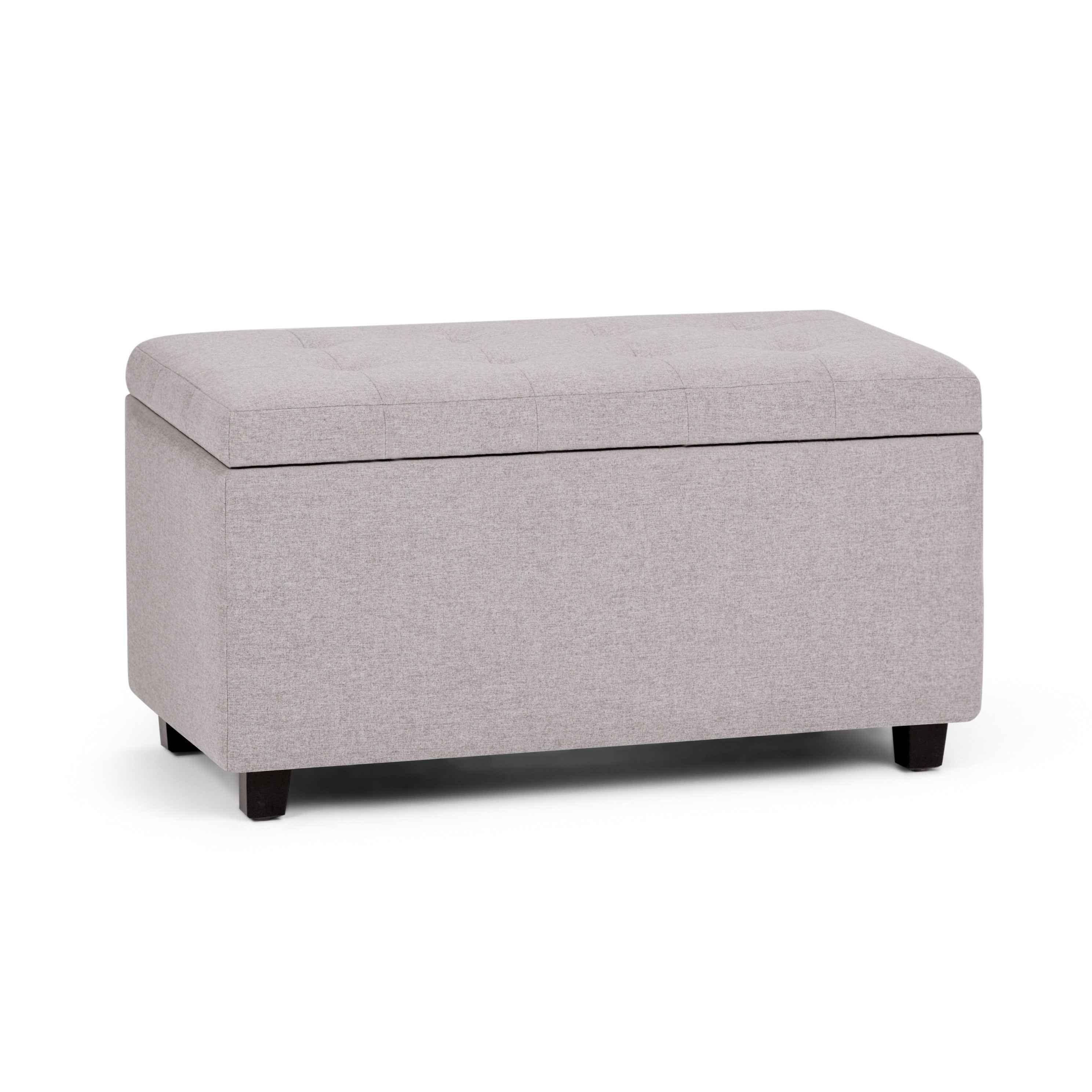 34" Dark Brown and Cloud Upholstery Storage Ottoman