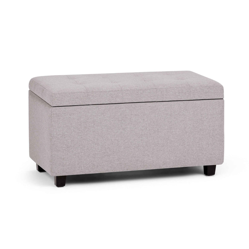 34" Dark Brown and Cloud Upholstery Storage Ottoman