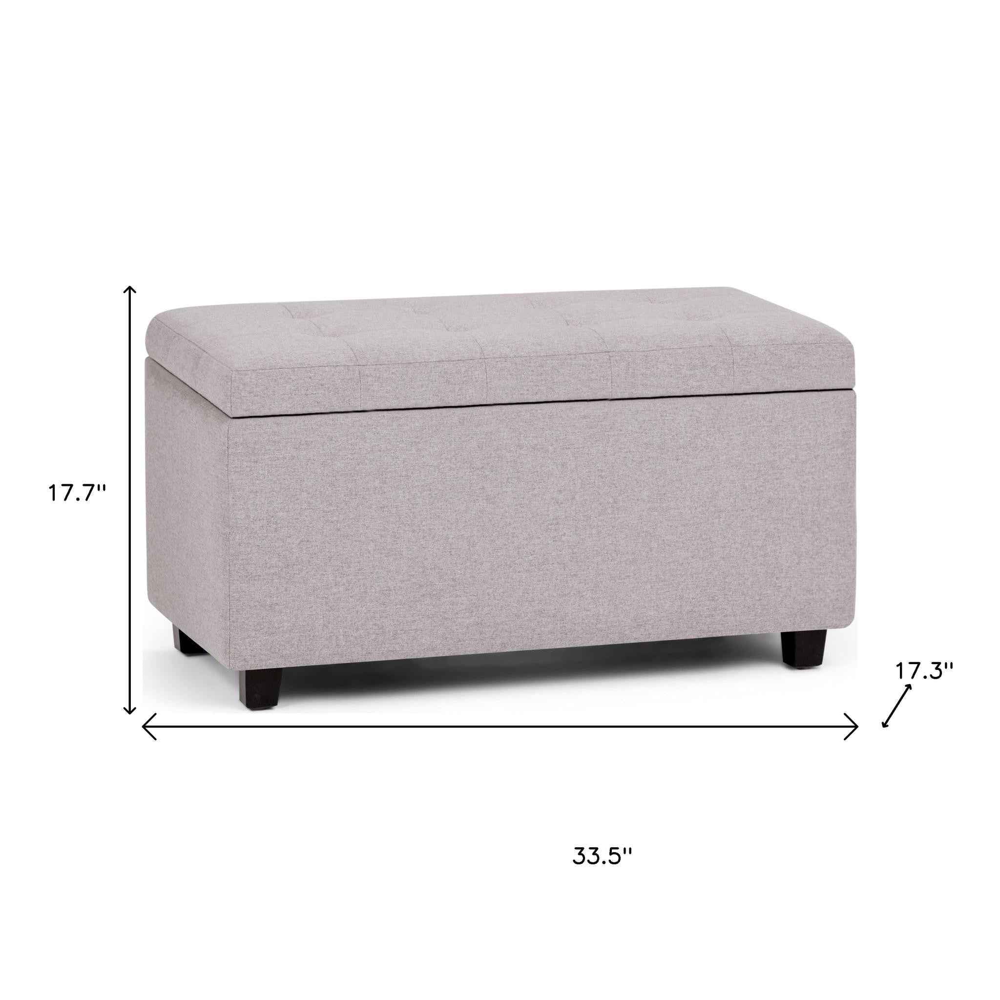 34" Dark Brown and Cloud Upholstery Storage Ottoman