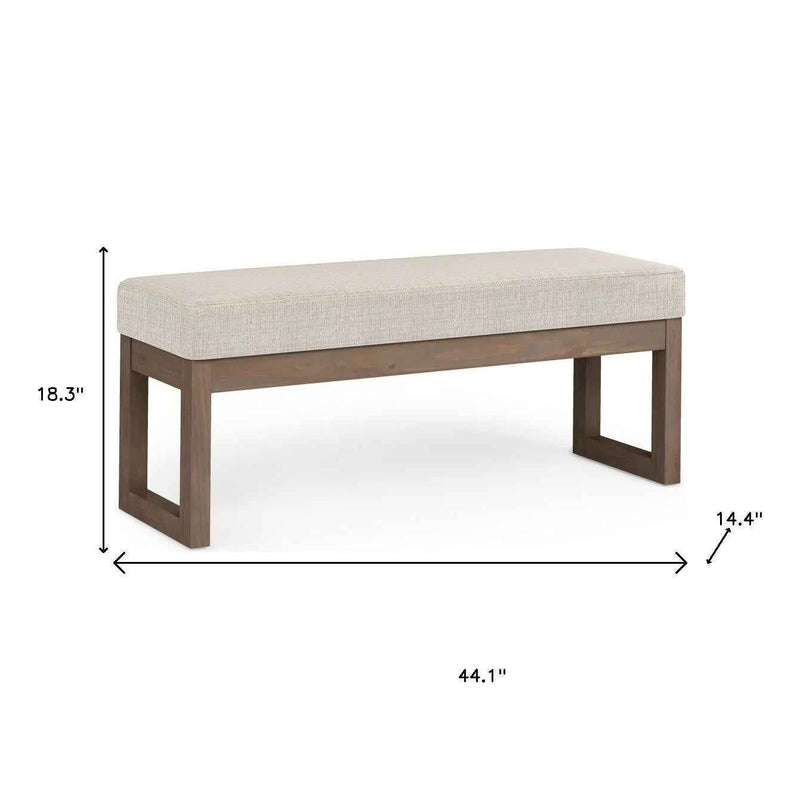 44" Dark Turquoise and Brown Fabric Ottoman