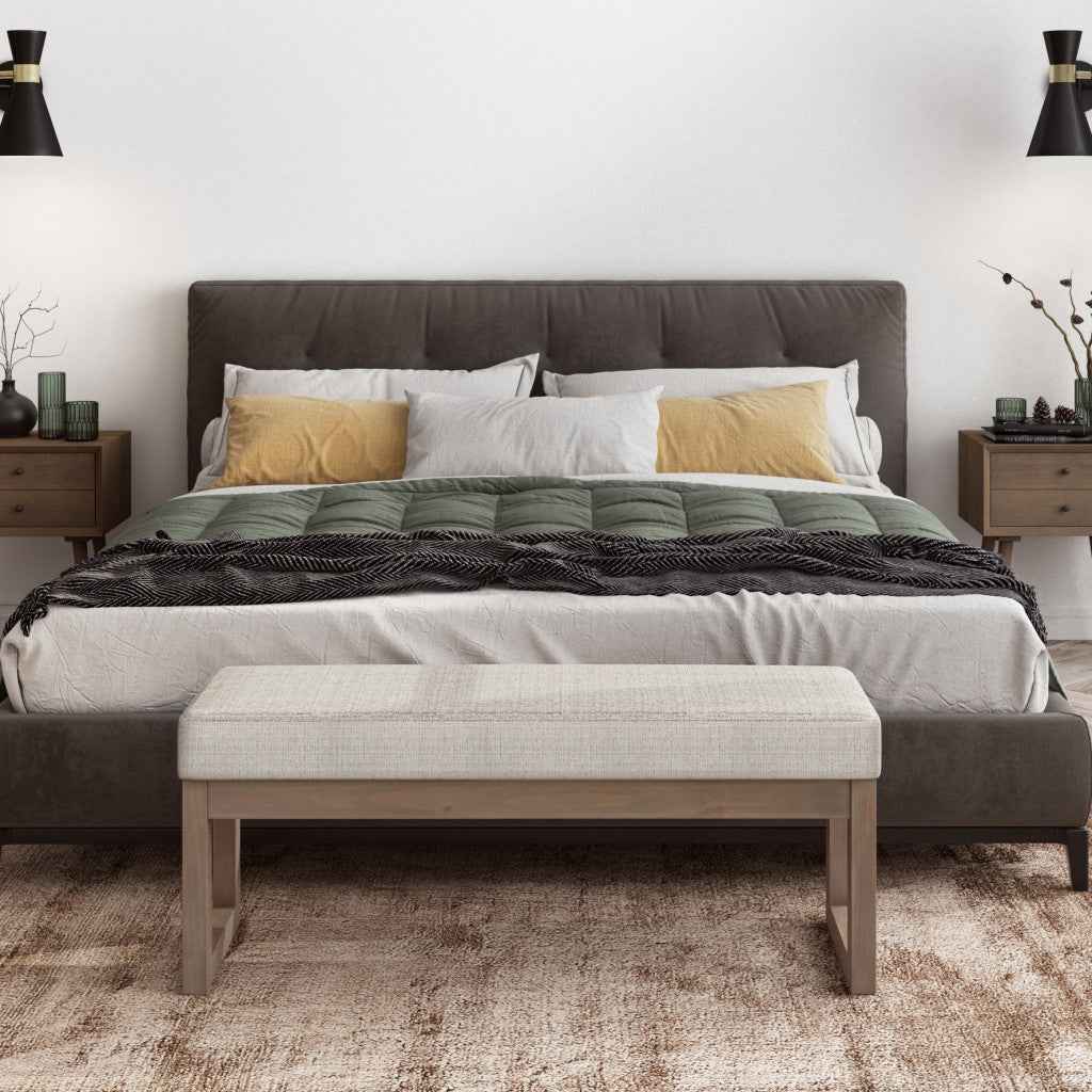 44" Dark Turquoise and Brown Fabric Ottoman