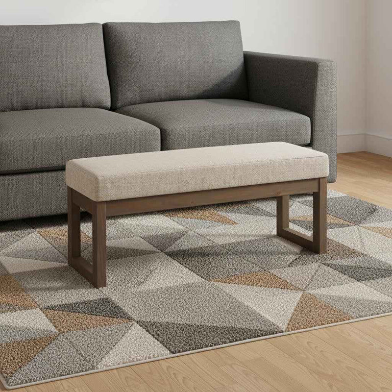 44" Dark Turquoise and Brown Fabric Ottoman