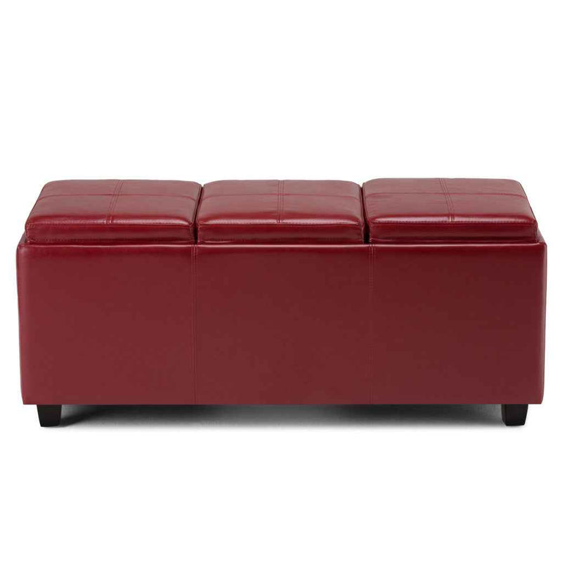 42" Dark Brown and Red Upholstery Storage Ottoman