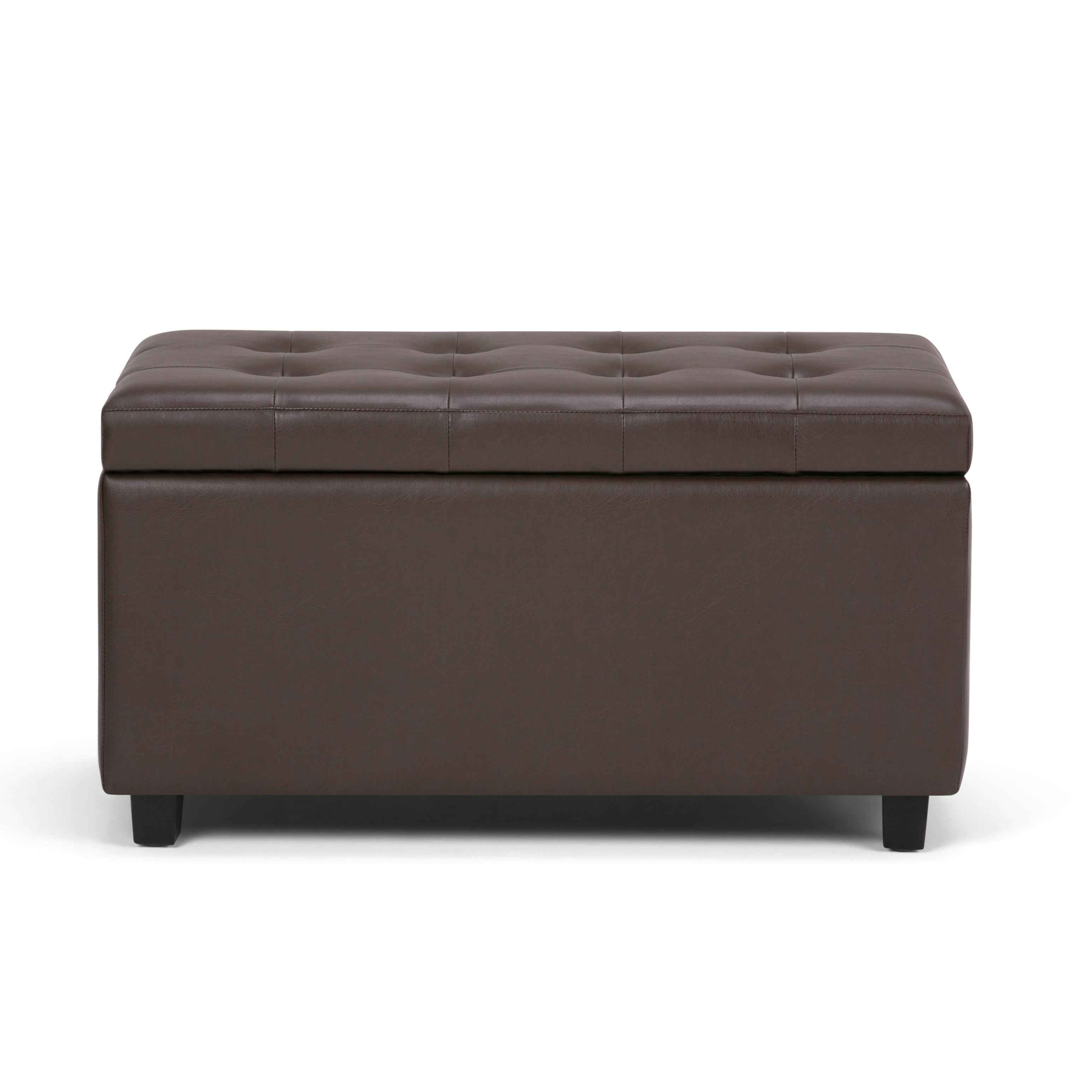 34" Dark Brown and Chocolate Upholstery Storage Ottoman