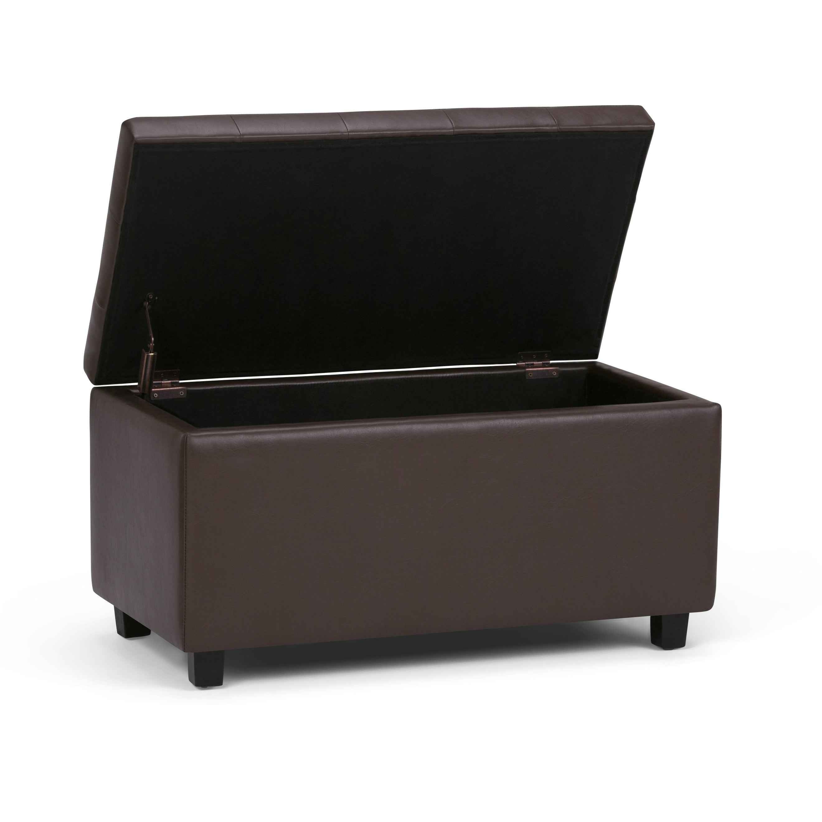 34" Dark Brown and Chocolate Upholstery Storage Ottoman