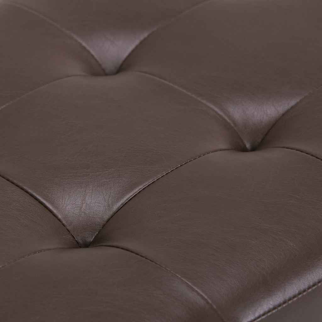 34" Dark Brown and Chocolate Upholstery Storage Ottoman
