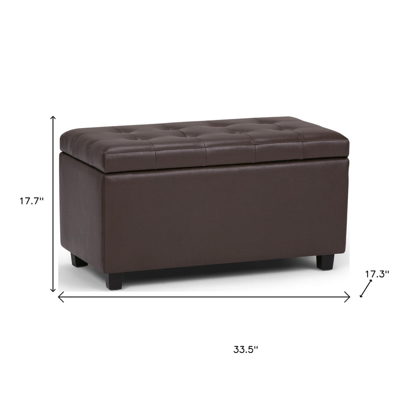 34" Dark Brown and Chocolate Upholstery Storage Ottoman - GreatEagleInc