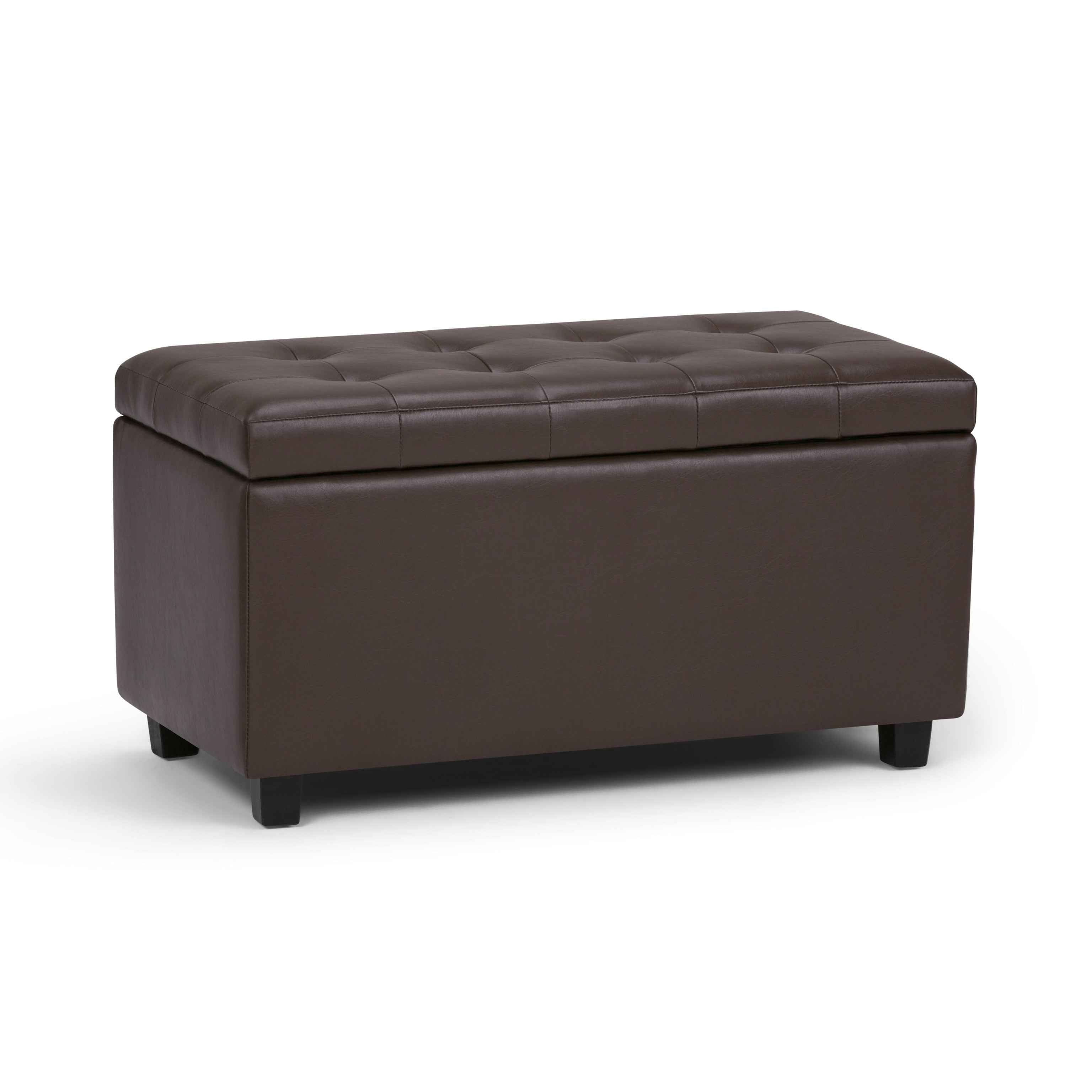 34" Dark Brown and Chocolate Upholstery Storage Ottoman