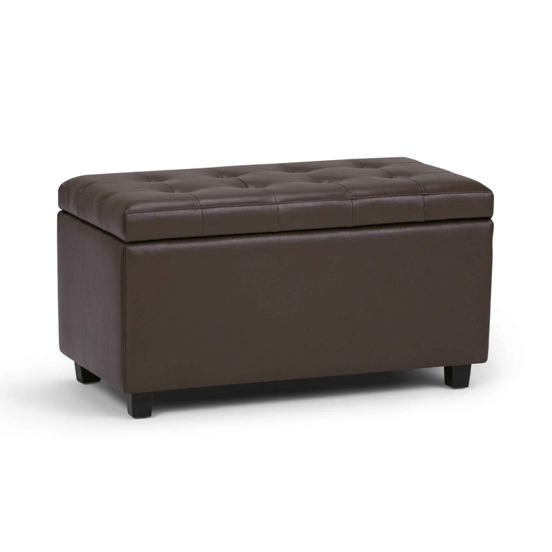 34" Dark Brown and Chocolate Upholstery Storage Ottoman