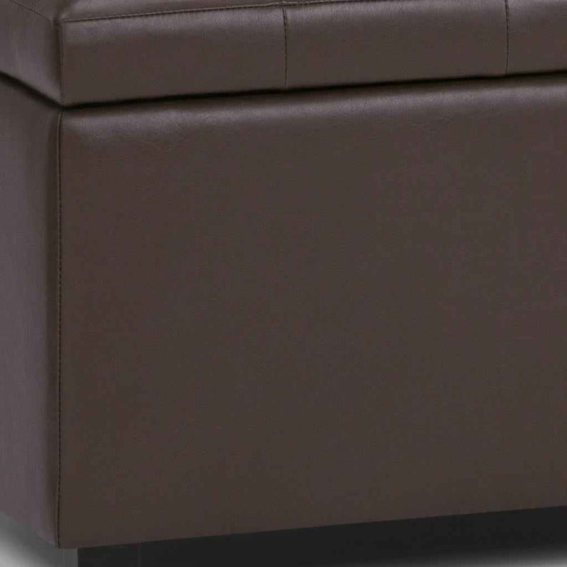 34" Dark Brown and Chocolate Upholstery Storage Ottoman