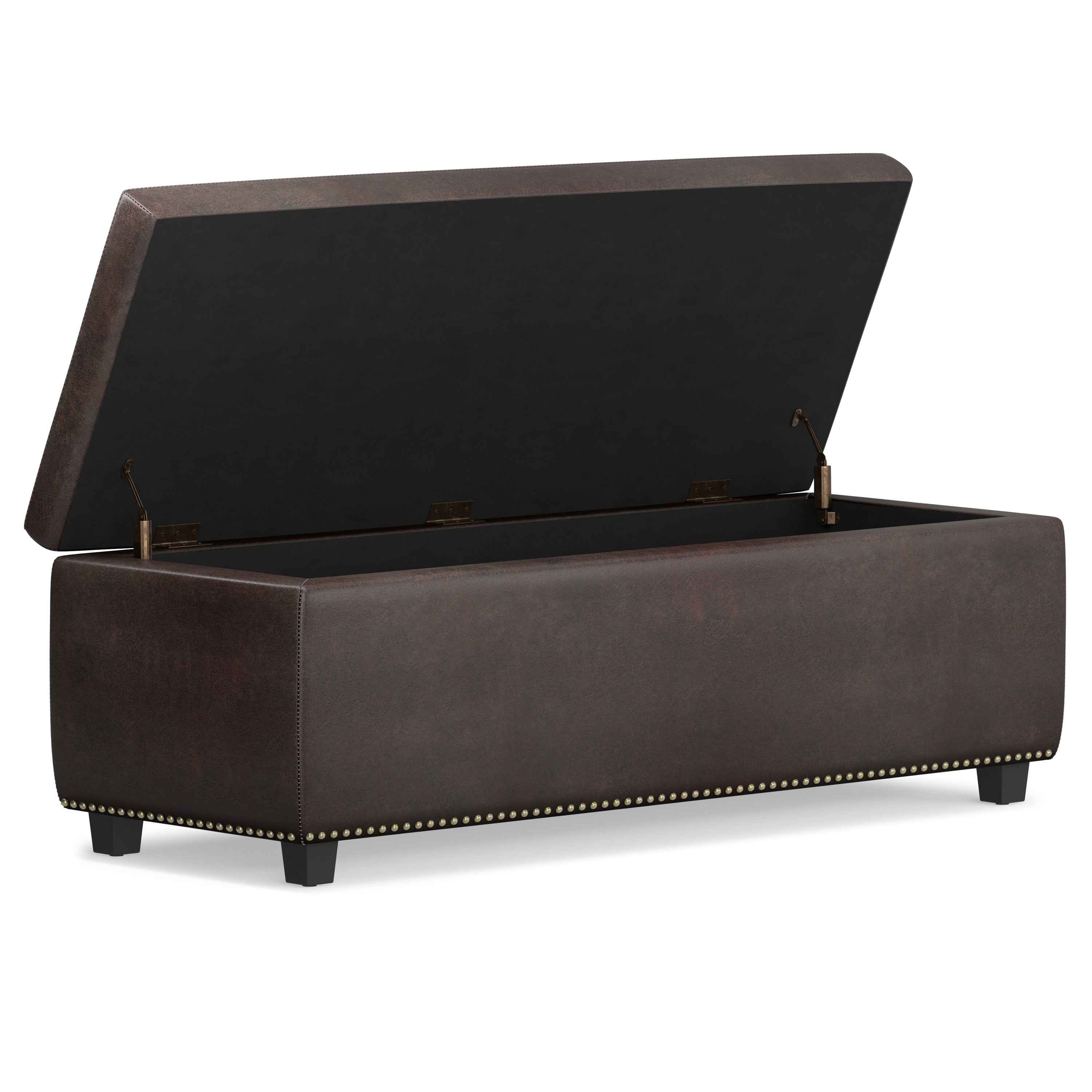 48" Dark Brown and Brown Upholstery Storage Ottoman