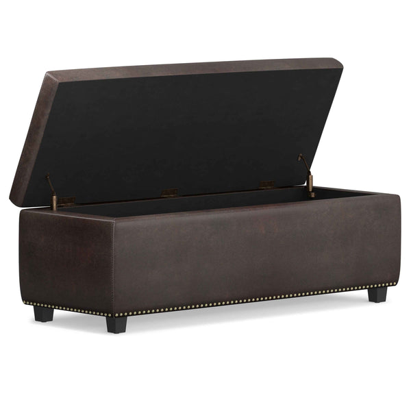 48" Dark Brown and Brown Upholstery Storage Ottoman