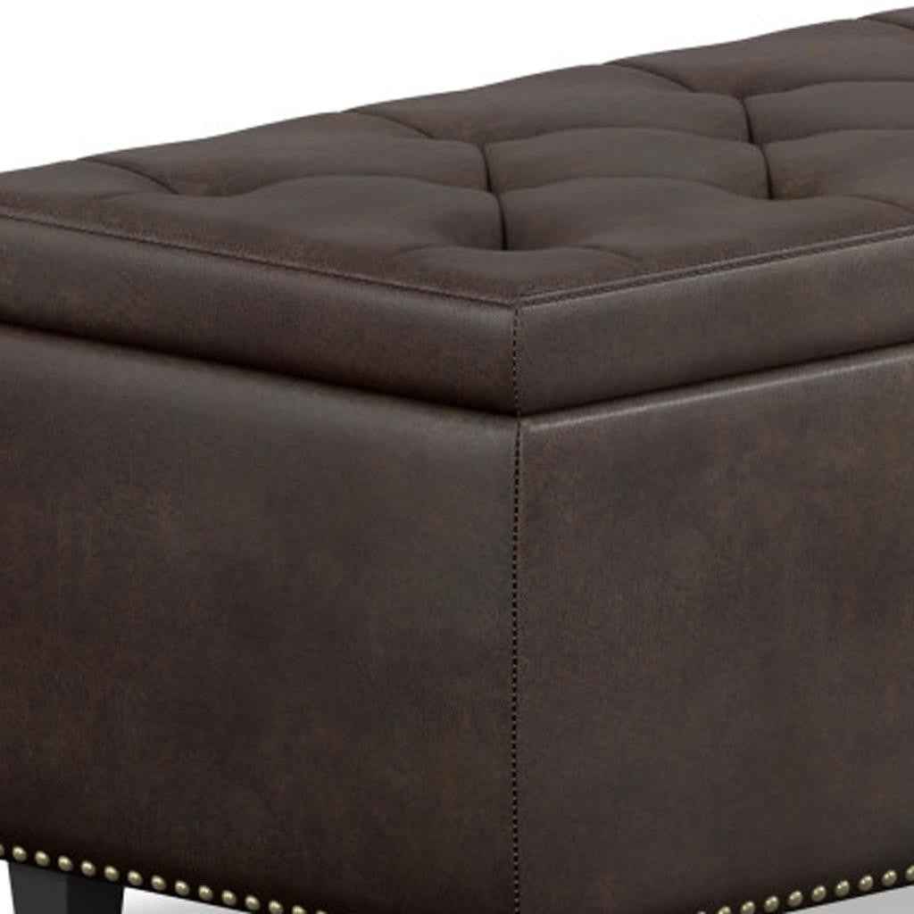 48" Dark Brown and Brown Upholstery Storage Ottoman