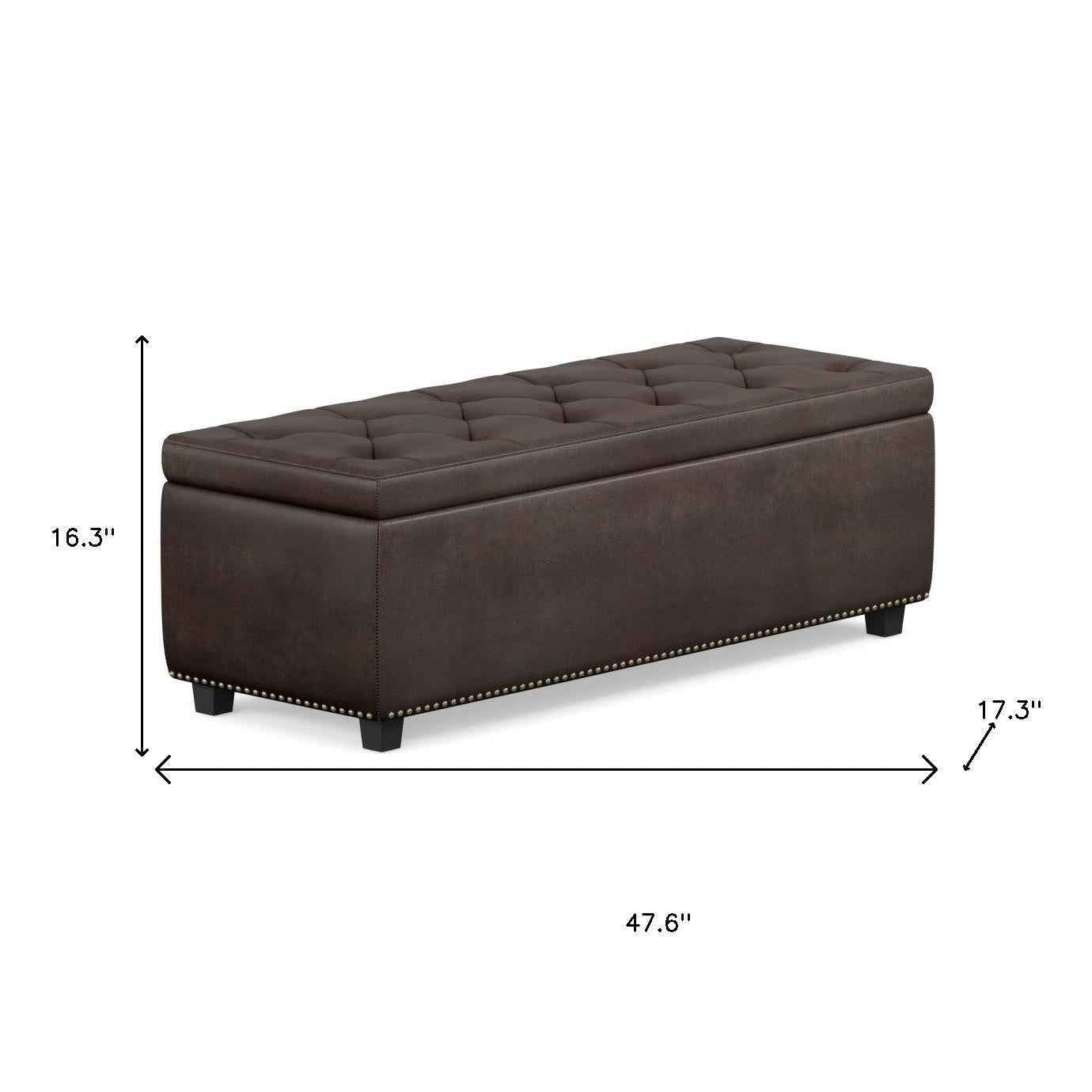 48" Dark Brown and Brown Upholstery Storage Ottoman