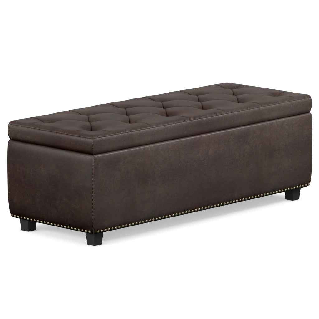 48" Dark Brown and Brown Upholstery Storage Ottoman