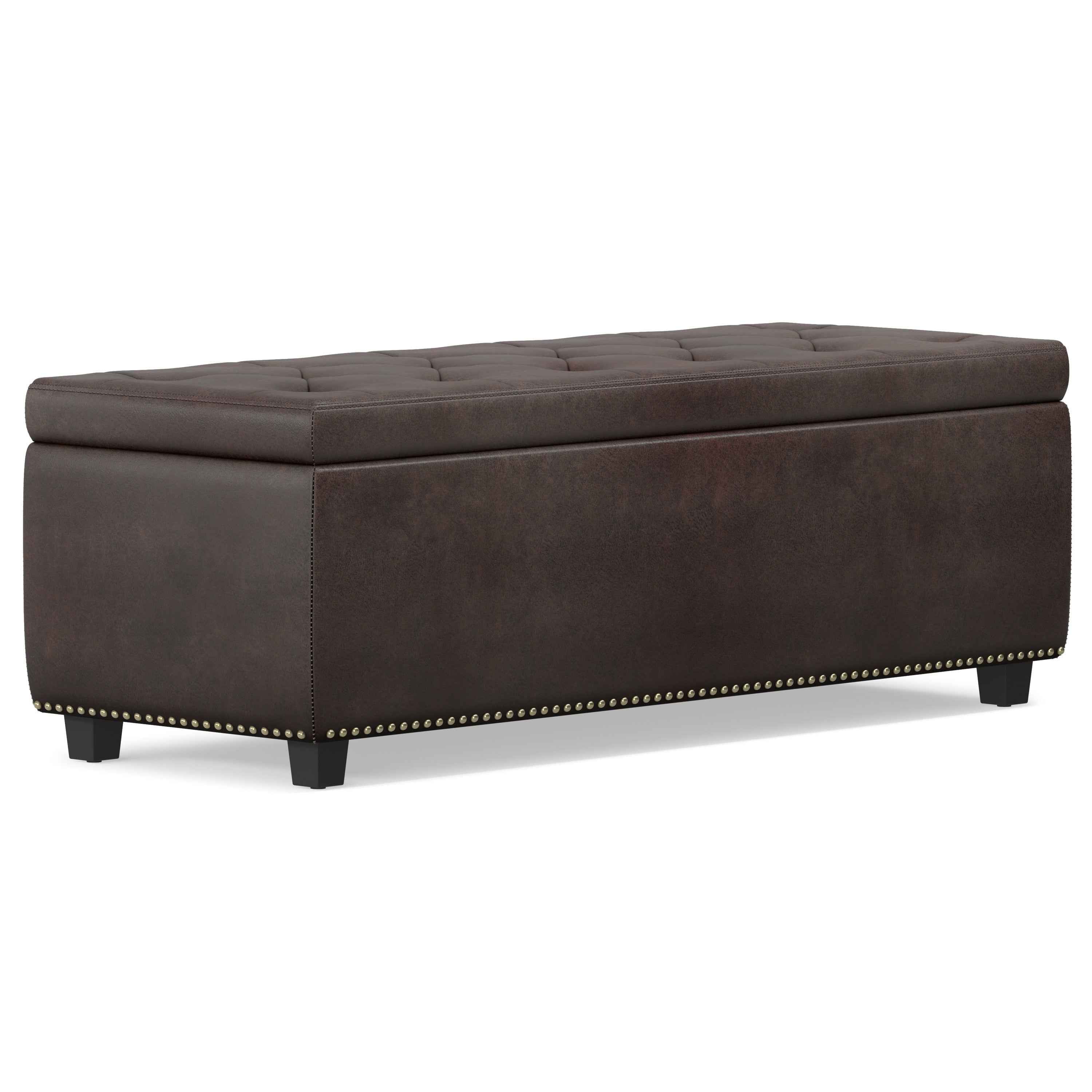 48" Dark Brown and Brown Upholstery Storage Ottoman