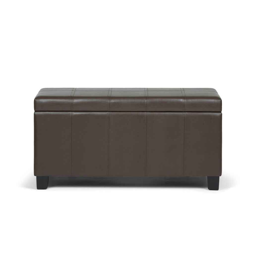 36" Dark Brown and Chocolate Upholstery Storage Ottoman