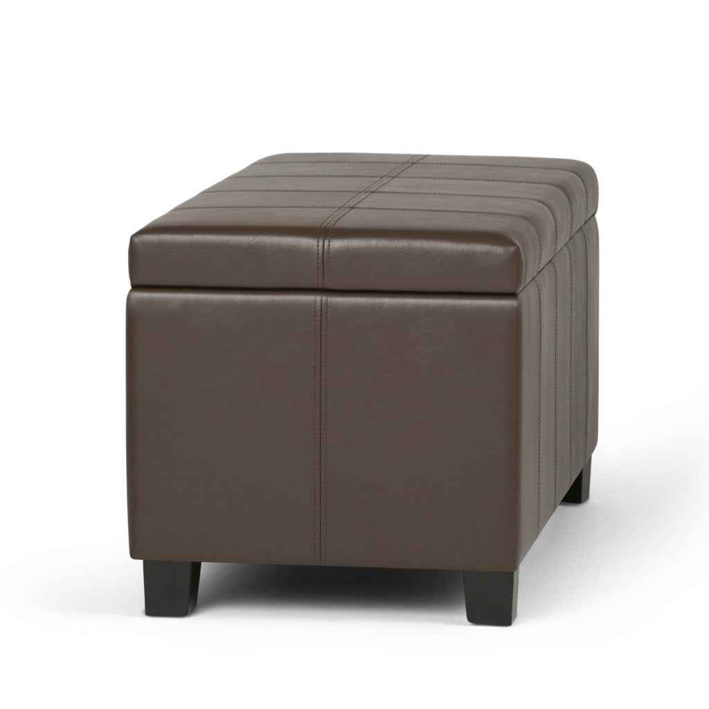 36" Dark Brown and Chocolate Upholstery Storage Ottoman