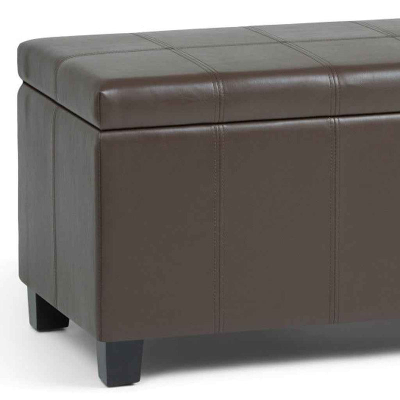 36" Dark Brown and Chocolate Upholstery Storage Ottoman