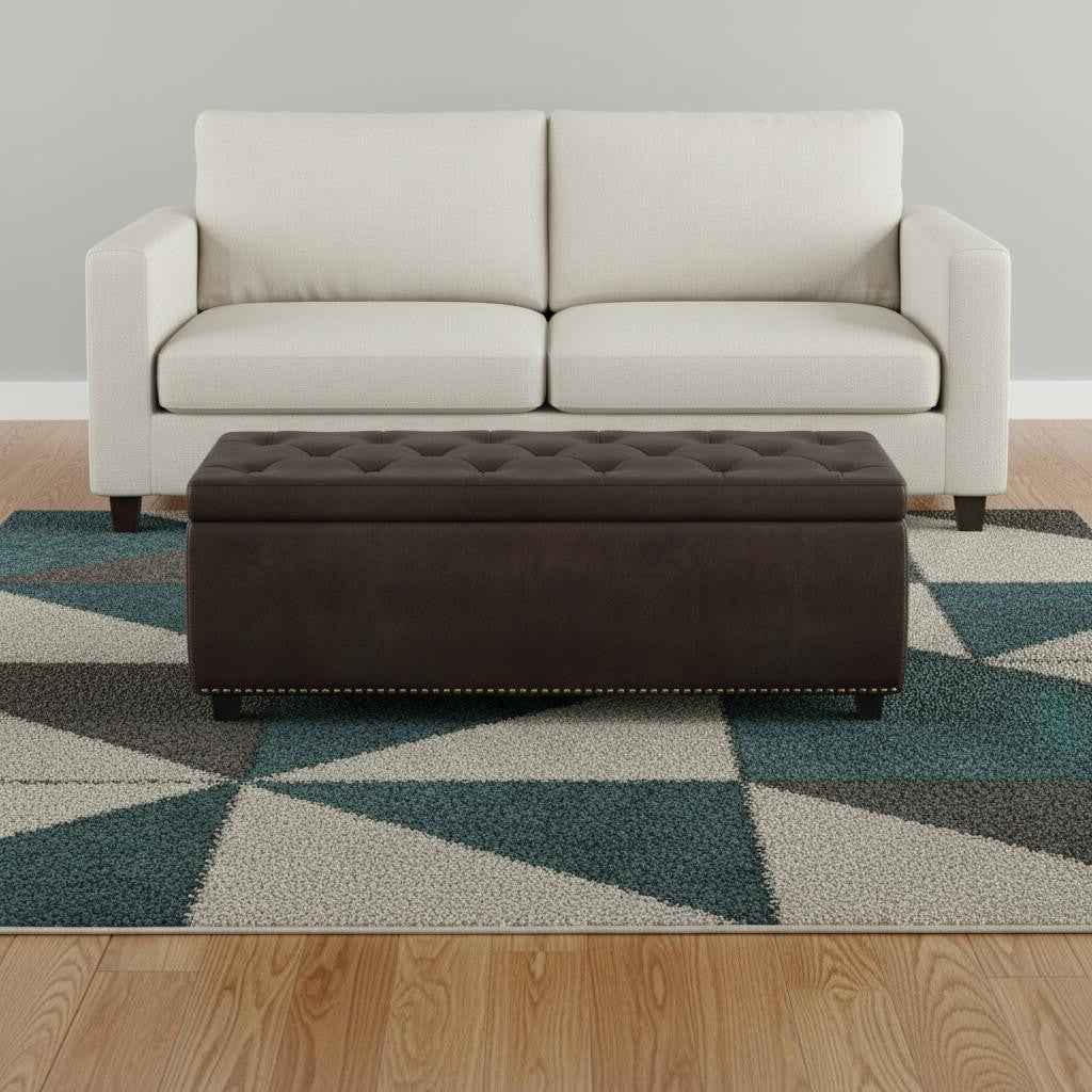 48" Dark Brown and Brown Upholstery Storage Ottoman