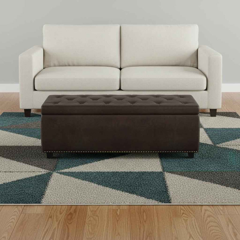 48" Dark Brown and Brown Upholstery Storage Ottoman