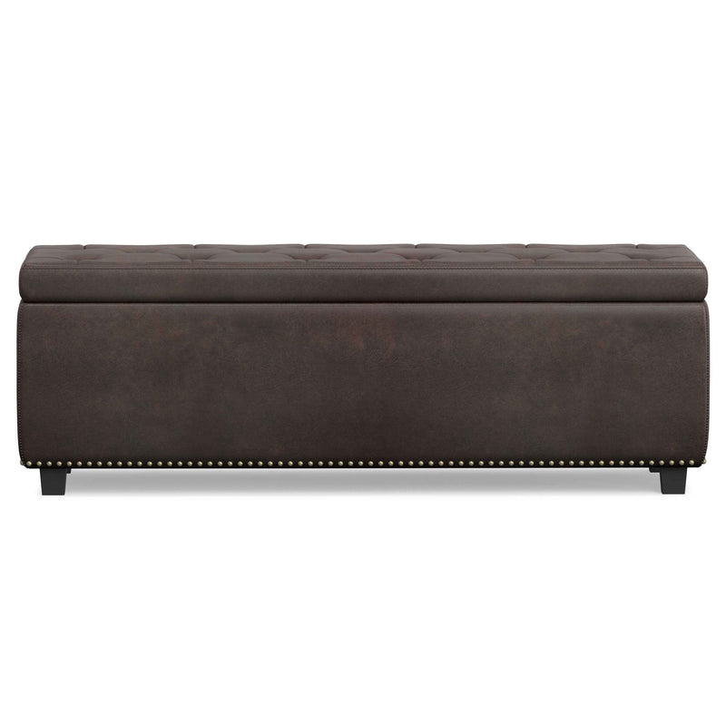 48" Dark Brown and Brown Upholstery Storage Ottoman