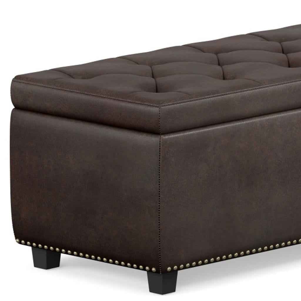 48" Dark Brown and Brown Upholstery Storage Ottoman