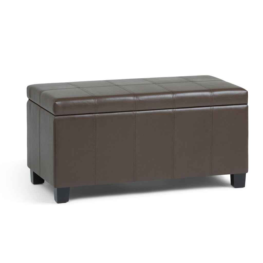36" Dark Brown and Chocolate Upholstery Storage Ottoman