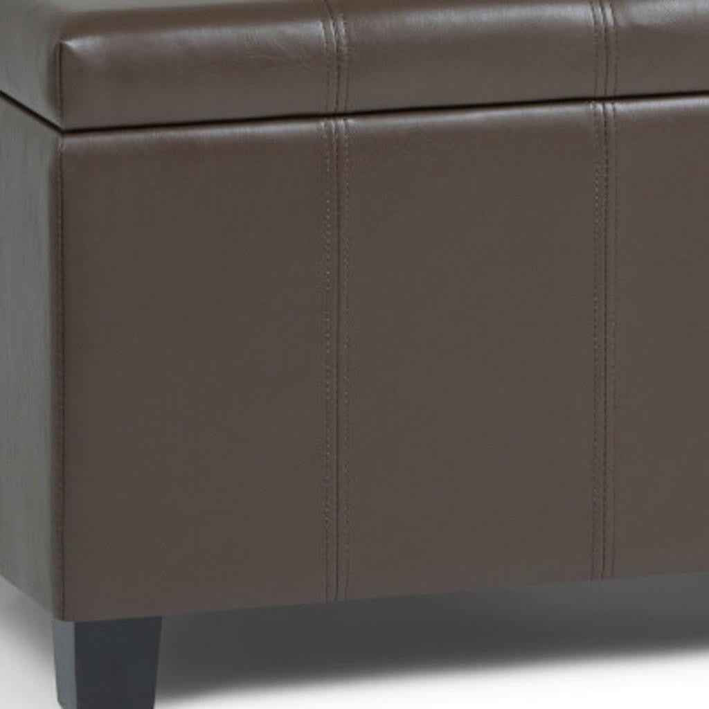 36" Dark Brown and Chocolate Upholstery Storage Ottoman